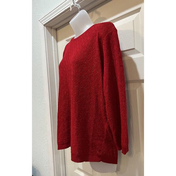 Alfred Dunner Women's Red Knit Speckled Lightweight Sweater Size Medium - Picture 2 of 5